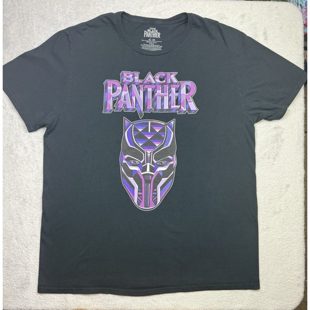 Marvel Black Panther Graphic Logo T-Shirt Men's XL Black Cotton Knit Crew Neck